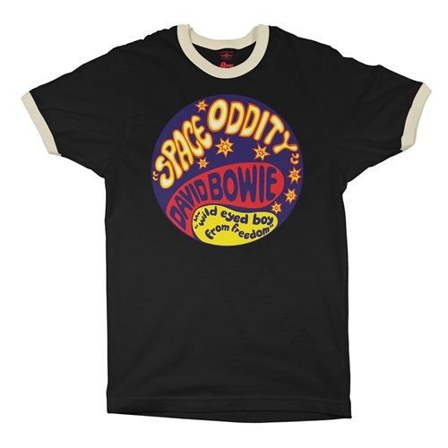 David Bowie Space Oddity Ringer T-Shirt - ringerblackcreamtrim