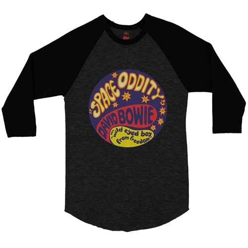 David Bowie Space Oddity Baseball T-Shirt - raglanblackblacksleeve