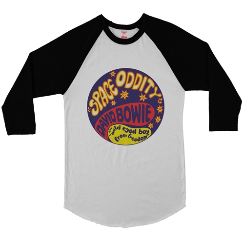 David Bowie Space Oddity Baseball T-Shirt - raglanwhiteblacksleeve