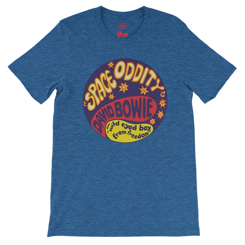 David Bowie Space Oddity T-Shirt - Lightweight Vintage Style - vintageheatherroyalblue
