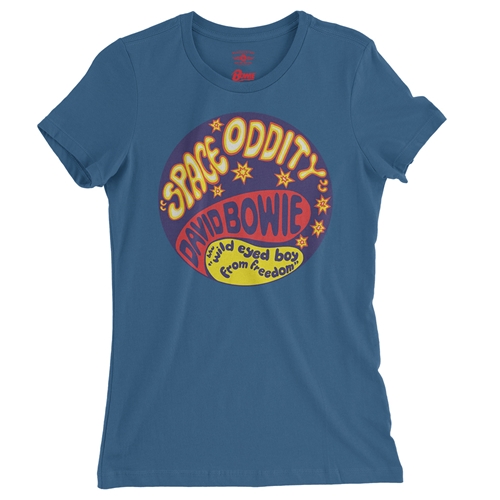 David Bowie Space Oddity Ladies T Shirt - Relaxed Fit - ladiesblue