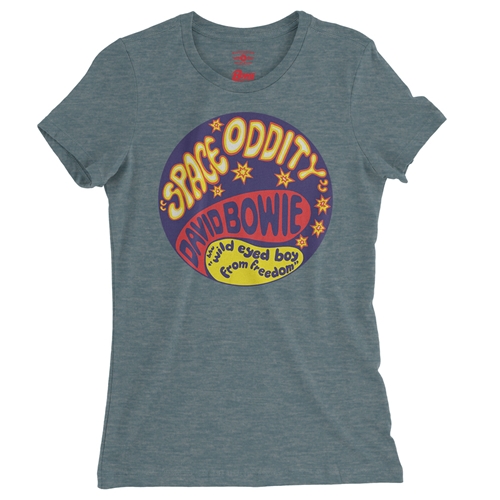 David Bowie Space Oddity Ladies T Shirt - Relaxed Fit - ladiesheatherdeepteal