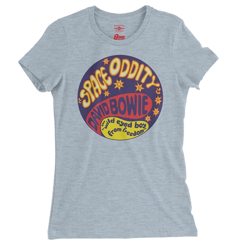 David Bowie Space Oddity Ladies T Shirt - Relaxed Fit - ladiesheatherprismblue
