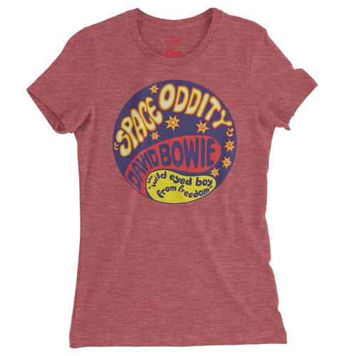 David Bowie Space Oddity Ladies T Shirt - Relaxed Fit - ladiesheatherred
