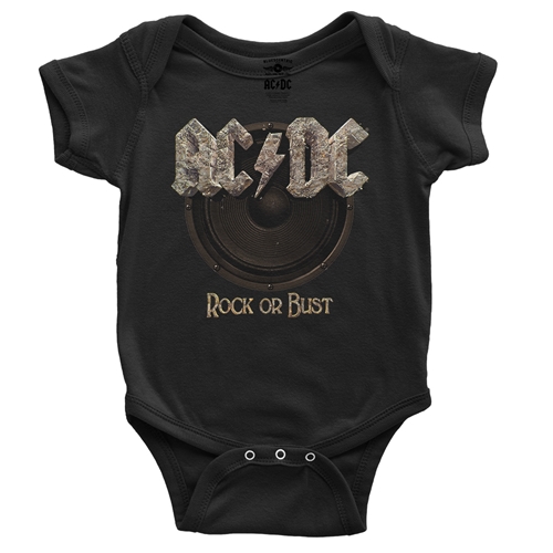 AC/DC Rock or Bust Baby Onesie - babyblack
