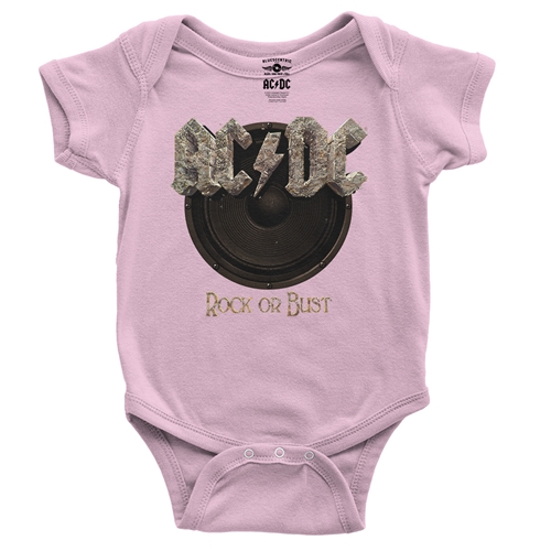 AC/DC Rock or Bust Baby Onesie - babypink