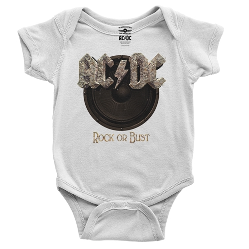 AC/DC Rock or Bust Baby Onesie - white