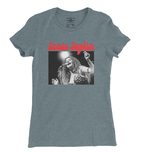 Peace Janis Joplin Vintage Concert Ladies T Shirt - Relaxed Fit - ladiesheatherdeepteal