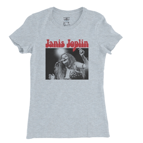 Peace Janis Joplin Vintage Concert Ladies T Shirt - Relaxed Fit - ladiesheatherprismblue