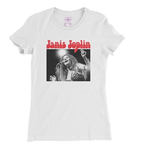 Peace Janis Joplin Vintage Concert Ladies T Shirt - Relaxed Fit - ladieswhite