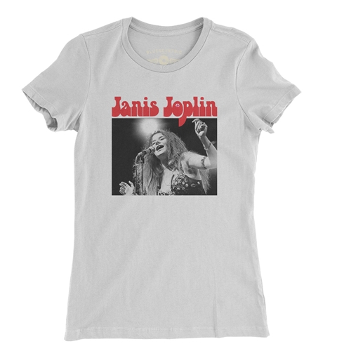 Peace Janis Joplin Vintage Concert Ladies T Shirt - Relaxed Fit - white