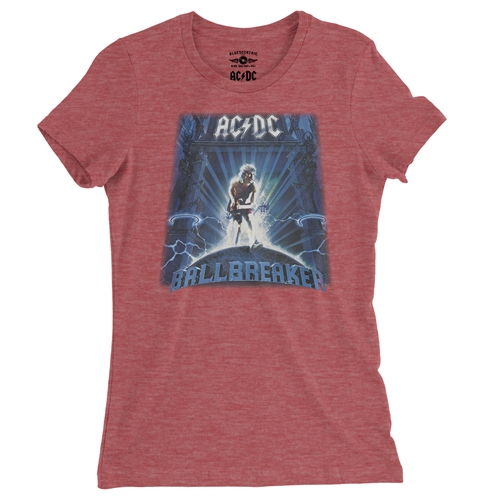 AC/DC Ballbreaker Ladies T Shirt - Relaxed Fit - ladiesheatherred