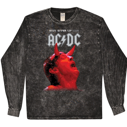 AC/DC Stiff Upper Lip Live Long Sleeve T-Shirt - Black Mineral Wash