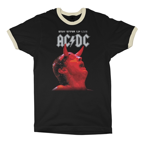 AC/DC Stiff Upper Lip Live Ringer T-Shirt - ringerblackcreamtrim