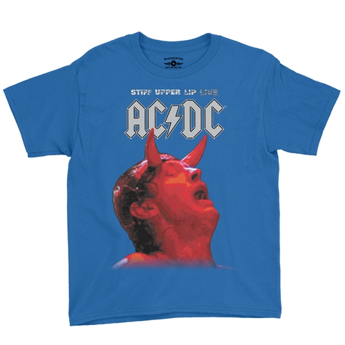 AC/DC Stiff Upper Lip Live Youth T-Shirt - Lightweight Vintage Children - youthroyalblue