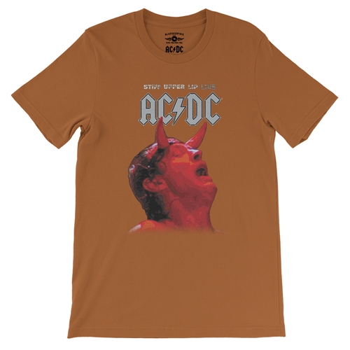 AC/DC Stiff Upper Lip Live T-Shirt - Lightweight Vintage Style - vintageburntorange