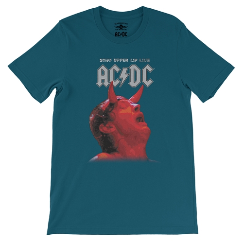 AC/DC Stiff Upper Lip Live T-Shirt - Lightweight Vintage Style - vintagedeepteal