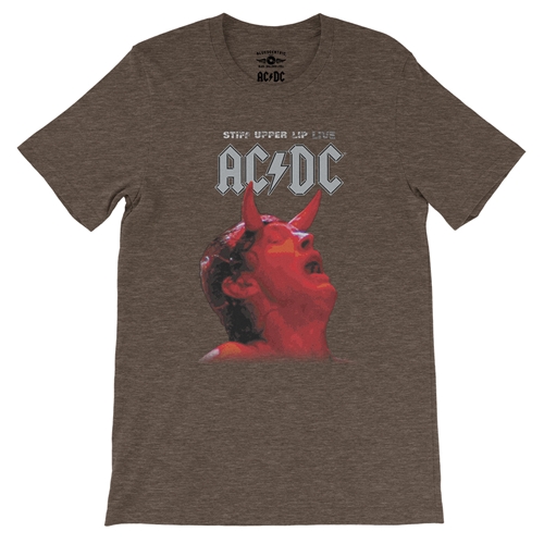 AC/DC Stiff Upper Lip Live T-Shirt - Lightweight Vintage Style - vintageheatherbrown