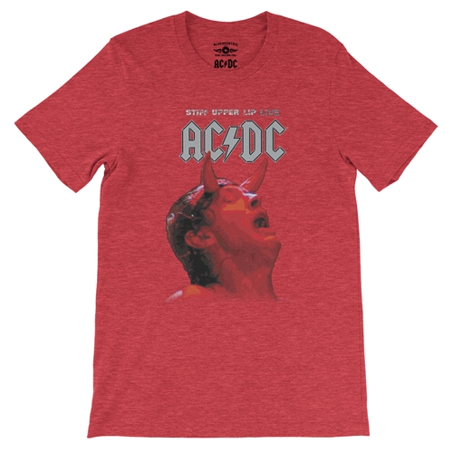 AC/DC Stiff Upper Lip Live T-Shirt - Lightweight Vintage Style - vintageheatherred