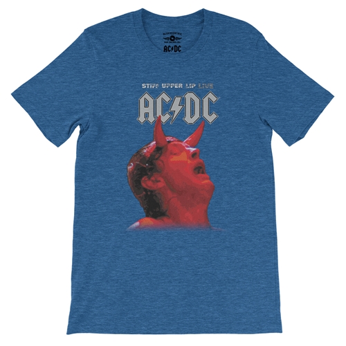 AC/DC Stiff Upper Lip Live T-Shirt - Lightweight Vintage Style - vintageheatherroyalblue