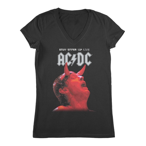 AC/DC Stiff Upper Lip Live V-Neck T Shirt - Women