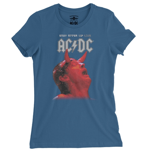 AC/DC Stiff Upper Lip Live Ladies T Shirt - Relaxed Fit - ladiesblue