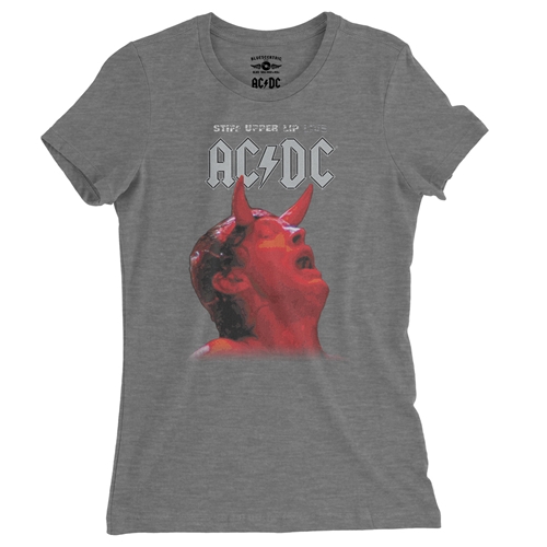 AC/DC Stiff Upper Lip Live Ladies T Shirt - Relaxed Fit - ladiesdeepheather