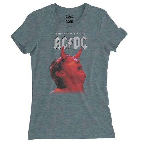 AC/DC Stiff Upper Lip Live Ladies T Shirt - Relaxed Fit - ladiesheatherdeepteal
