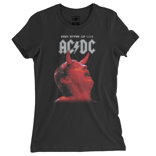AC/DC Stiff Upper Lip Live Ladies T Shirt - Relaxed Fit - ladiesvintageblack