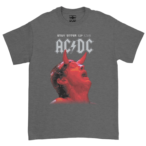 AC/DC Stiff Upper Lip Live T-Shirt - Classic Heavy Cotton - classicheathergrey