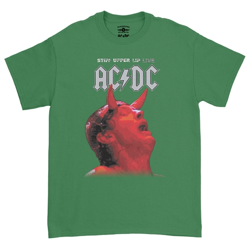AC/DC Stiff Upper Lip Live T-Shirt - Classic Heavy Cotton - classickellygreen