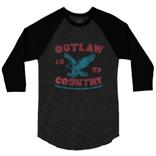 Outlaw Country Baseball T-Shirt - raglanblackblacksleeve