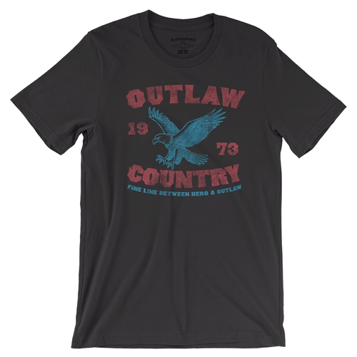 Outlaw Country T-Shirt - Lightweight Vintage Style - vintageblack