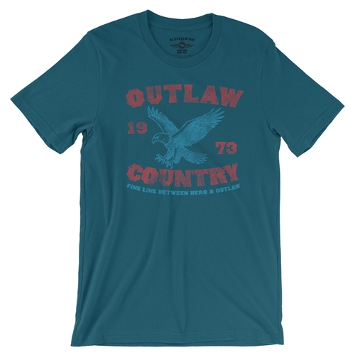 Outlaw Country T-Shirt - Lightweight Vintage Style - vintagedeepteal