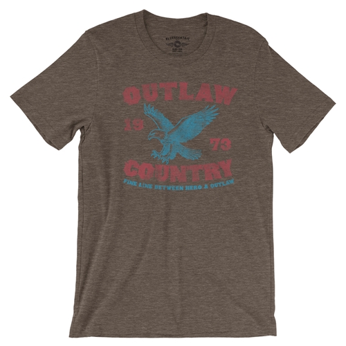 Outlaw Country T-Shirt - Lightweight Vintage Style - vintageheatherbrown