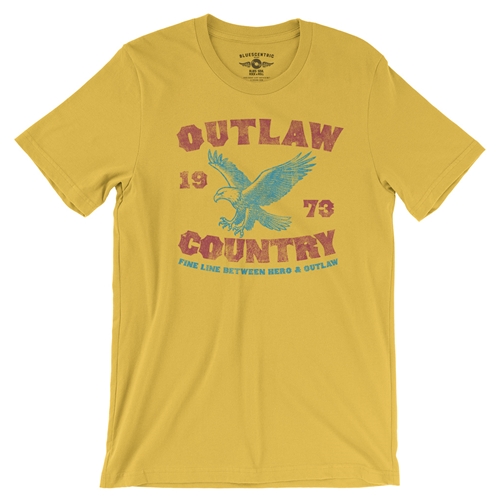 Outlaw Country T-Shirt - Lightweight Vintage Style - vintagemaizeyellow