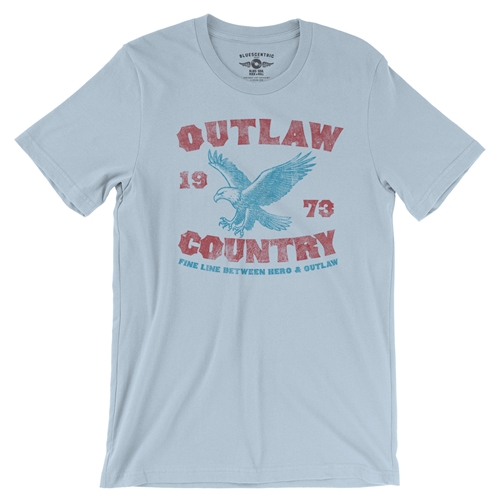 Outlaw Country T-Shirt - Lightweight Vintage Style - vintagethrowbackblue