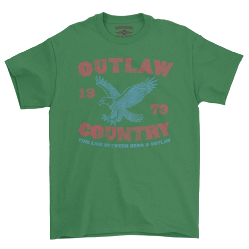 Outlaw Country T-Shirt - Classic Heavy Cotton - classickellygreen