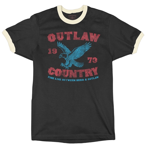 Outlaw Country Ringer T-Shirt - ringerblackcreamtrim