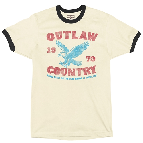 Outlaw Country Ringer T-Shirt - ringernaturalblacktrim