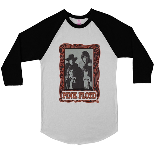 Pink Floyd Psychedelic Frame Baseball T-Shirt - raglanwhiteblacksleeve