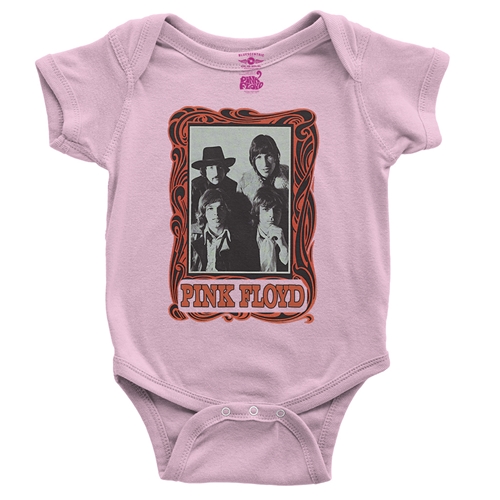 Pink Floyd Psychedelic Frame Baby Onesie - babypink