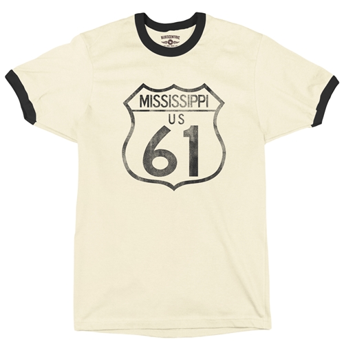 Mississippi Highway 61 Ringer T-Shirt - ringernaturalblacktrim