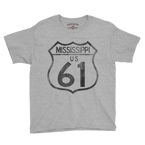 Mississippi Highway 61 Youth T-Shirt - Lightweight Vintage Children & Toddlers - youthheatherathletic