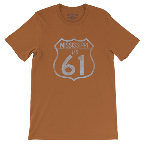 Mississippi Highway 61 T-Shirt - Lightweight Vintage Style - vintageburntorange