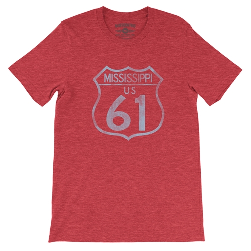 Mississippi Highway 61 T-Shirt - Lightweight Vintage Style - vintageheatherred