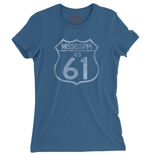 Mississippi Highway 61 Ladies T Shirt - Relaxed Fit - ladiesblue