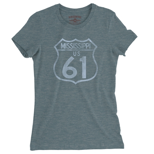 Mississippi Highway 61 Ladies T Shirt - Relaxed Fit - ladiesheatherdeepteal