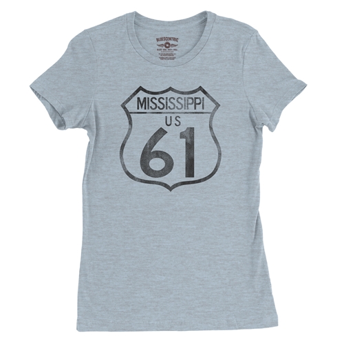 Mississippi Highway 61 Ladies T Shirt - Relaxed Fit - ladiesheatherprismblue