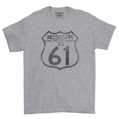Mississippi Highway 61 T-Shirt - Classic Heavy Cotton - classicheathergrey